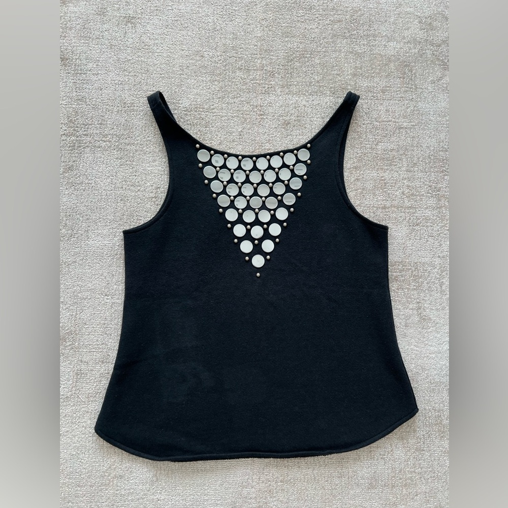 Black Tank Top with Silver Design